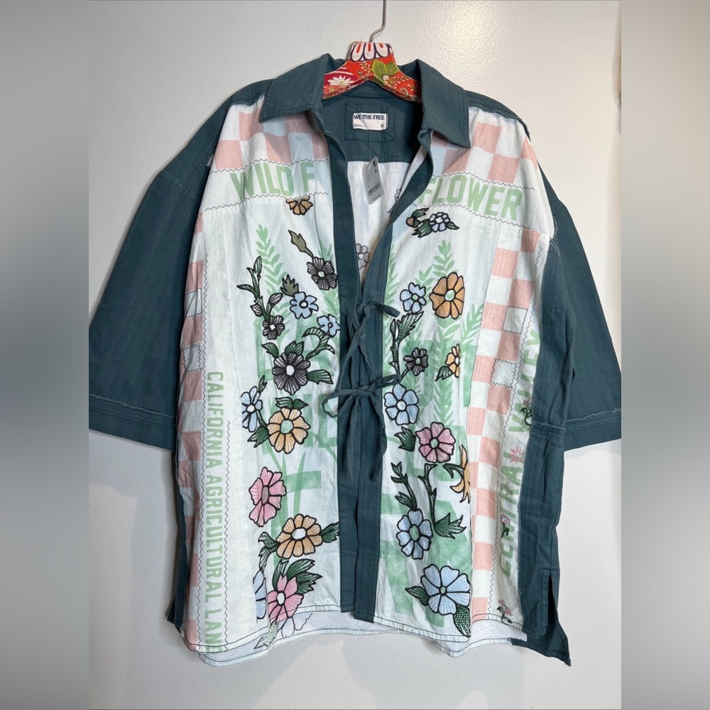 We The Free People Pressed In Flowers Whimsical Utility Kimono Jacket XL - Picture 5 of 11